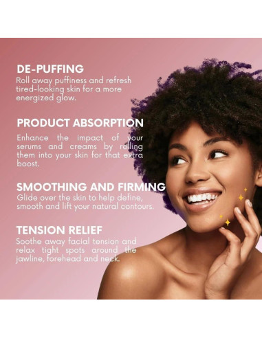 Rodillo Facial de Turmalina CocoBeauty - Masaje Drenaje Linfático