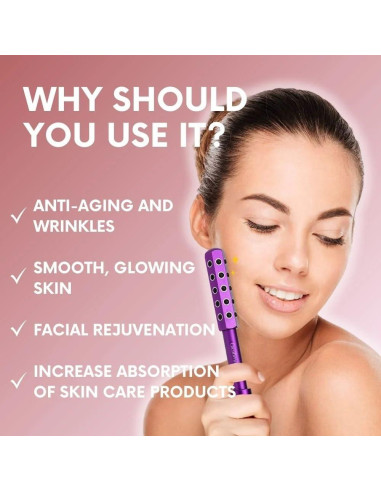 Rodillo Facial de Turmalina CocoBeauty - Masaje Drenaje Linfático