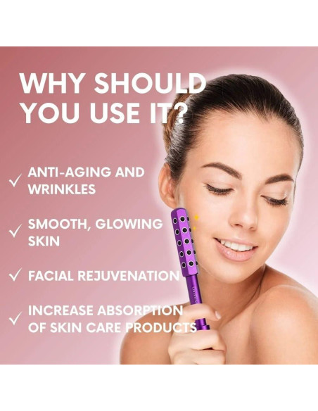 Rodillo Facial de Turmalina CocoBeauty - Masaje Drenaje Linfático