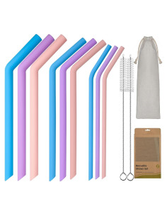 Popotes de Silicona Reutilizables Ullnosoo 9 Piezas 25.4 cm