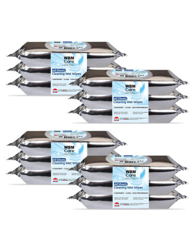 Toallitas Húmedas de Limpieza WBM Care, 60 Hojas, Sin Fragancia