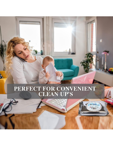 Toallitas Húmedas de Limpieza WBM Care, 60 Hojas, Sin Fragancia