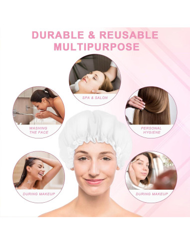 Gorro de Ducha Reutilizable JIYIN Doble Capa Impermeable 30cm