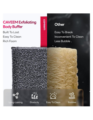 Esponja Exfoliante Corporal Caveem Doble Textura 2 Piezas