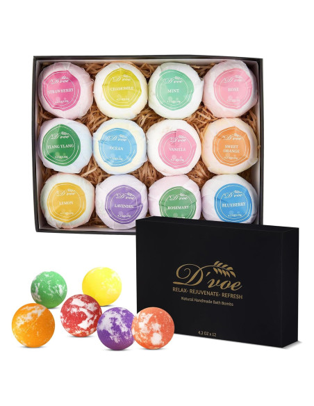 Juego de Bombas de Baño D'Voe 12 Pcs 99g Naturales Aromas