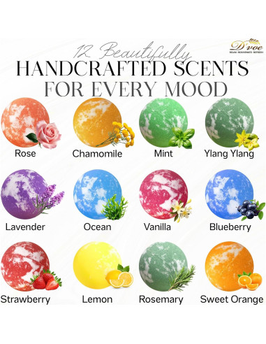 Juego de Bombas de Baño D'Voe 12 Pcs 99g Naturales Aromas