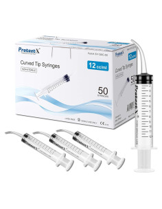 Jeringas de Irrigación Dental ProtectX 50 Paquete 12ml Punta Curvada