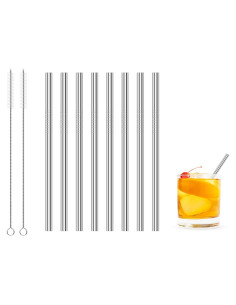 Popotes de Acero Inoxidable Reutilizables Kiemeu 14 cm - 8 Unidades