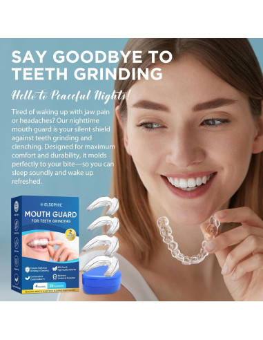 Protector Bucal Nocturno ELSOPHIE Ajuste Personalizado 4 Paquete