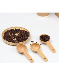 4 Cucharas Medidoras de Madera KVMORZE 15ml para Café y Especias 2