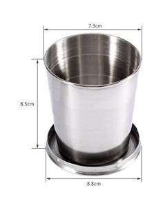 Taza Plegable de Acero Inoxidable TOPINCN 229ml para Viajes 2