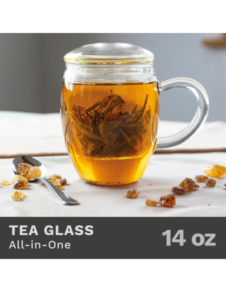 Vaso de Té Creano 400ml con Infusor y Tapa - Apto Microondas