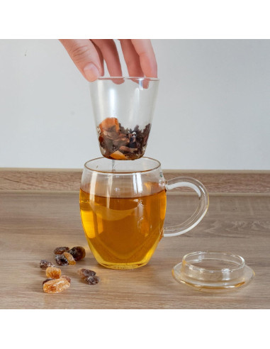 Vaso de Té Creano 400ml con Infusor y Tapa - Apto Microondas