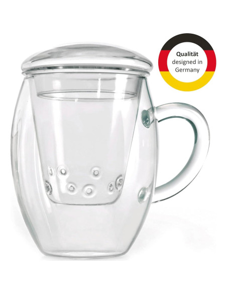 Vaso de Té Creano 400ml con Infusor y Tapa - Apto Microondas