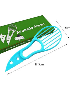 Cortador de Aguacate 3 en 1 SoKalChw - Azul Cielo, Plástico 2