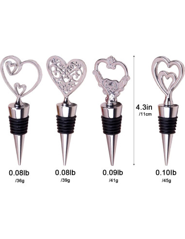 Tapones de Vino Lockban en Forma de Corazón - Juego de 4