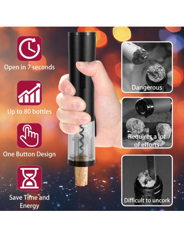 Abrebotellas de Vino Eléctrico ZEOEZHBI Negro Automático