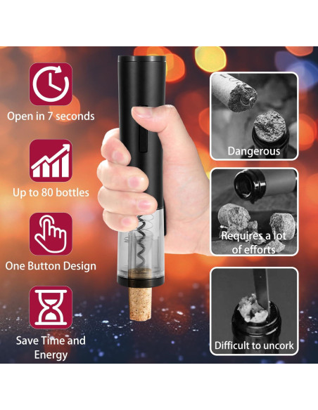 Abrebotellas de Vino Eléctrico ZEOEZHBI Negro Automático