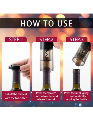 Abrebotellas de Vino Eléctrico ZEOEZHBI Negro Automático