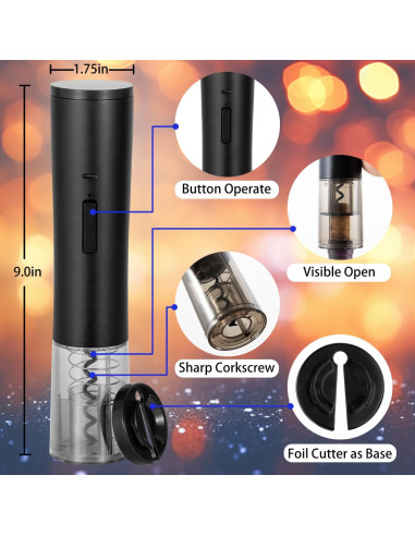 Abrebotellas de Vino Eléctrico ZEOEZHBI Negro Automático