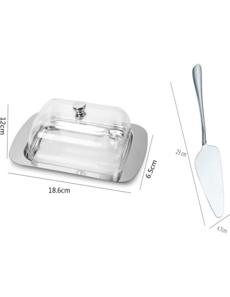 Plato para Mantequilla Leadigol con Tapa y 2 Espátulas 18.6x12cm