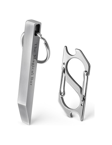 Barra de Palanca EDC Gliship de Acero Inoxidable con Mosquetón