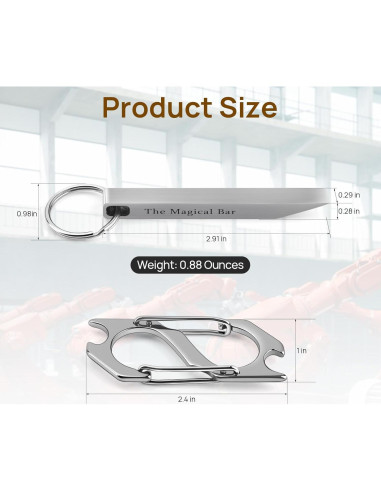 Barra de Palanca EDC Gliship de Acero Inoxidable con Mosquetón
