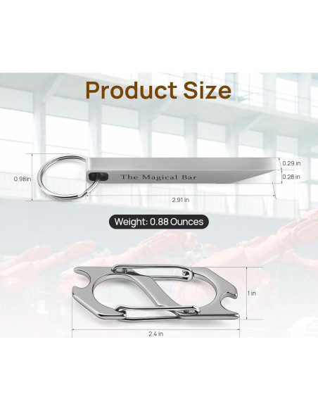 Barra de Palanca EDC Gliship de Acero Inoxidable con Mosquetón