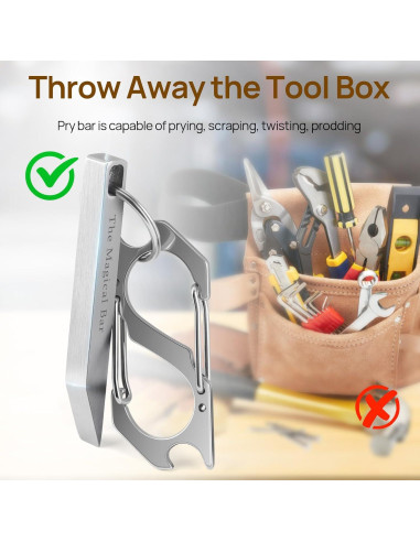 Barra de Palanca EDC Gliship de Acero Inoxidable con Mosquetón