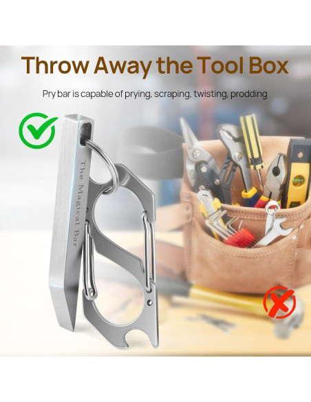 Barra de Palanca EDC Gliship de Acero Inoxidable con Mosquetón