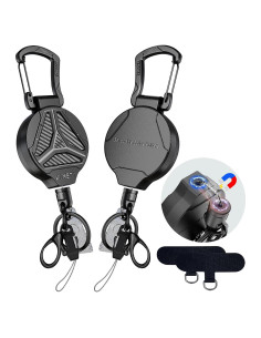 2 Llavero Retráctil KAHETA con Cierre Magnético y Clip