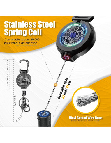 2 Llavero Retráctil KAHETA con Cierre Magnético y Clip