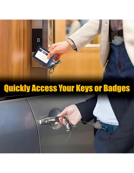 2 Llavero Retráctil KAHETA con Cierre Magnético y Clip