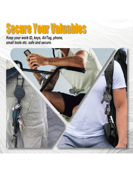 2 Llavero Retráctil KAHETA con Cierre Magnético y Clip