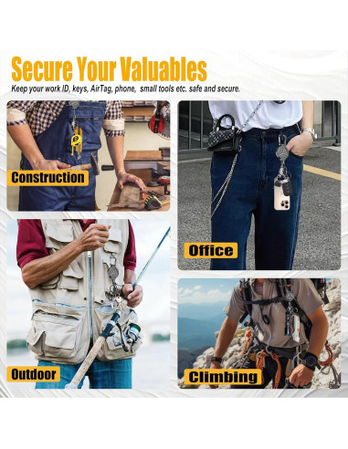 2 Llavero Retráctil KAHETA con Cierre Magnético y Clip