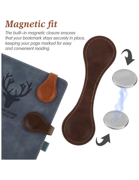 Marcador de Página de Cuero Magnético Dimeho Vintage 2 Pcs