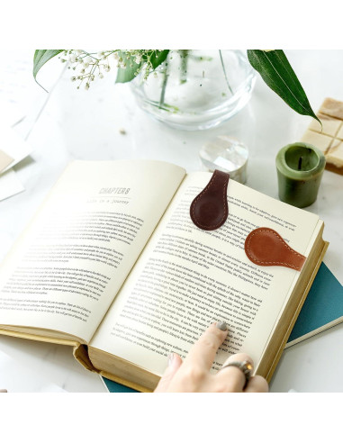 Marcador de Página de Cuero Magnético Dimeho Vintage 2 Pcs