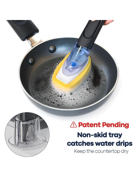 Juego de cepillo para platos RIMAY con dispensador de jabón y 2 recargas Juego de cepillo para platos RIMAY con dispensador de jabón y 2 recargas