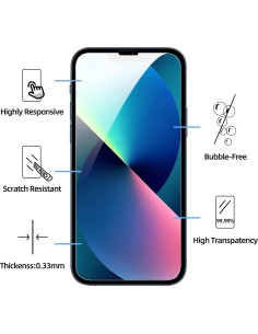 Protector de Pantalla Vidrio Templado NEW'C para iPhone 14/13/13 Pro 15.5 cm 2