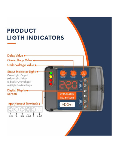Protector de Sobretensión BXST 220V 30A 6600W con Pantalla LED