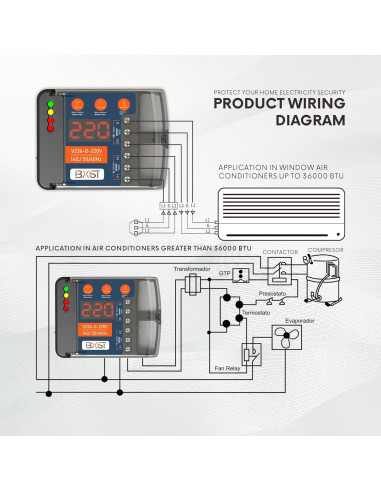 Protector de Sobretensión BXST 220V 30A 6600W con Pantalla LED