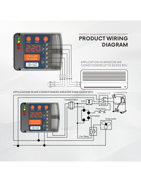 Protector de Sobretensión BXST 220V 30A 6600W con Pantalla LED