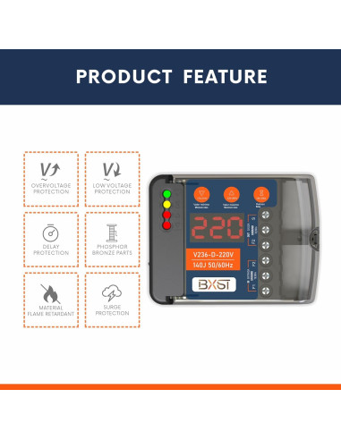 Protector de Sobretensión BXST 220V 30A 6600W con Pantalla LED