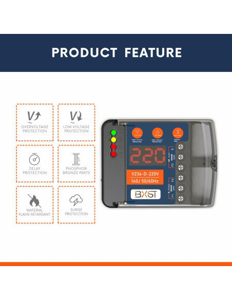 Protector de Sobretensión BXST 220V 30A 6600W con Pantalla LED