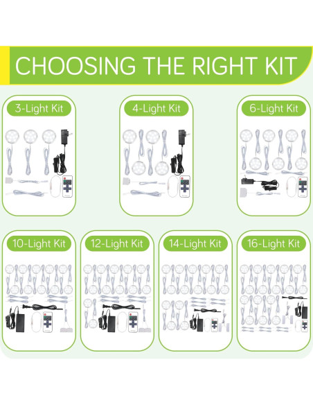 Kit de Iluminación LED Bajo Gabinete Meigour 3 Luces 6000K