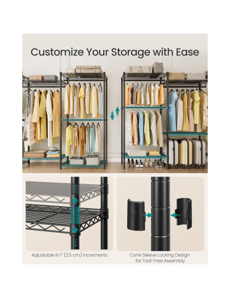 Perchero de Ropa SONGMICS 68.7" Acero Ajustable Negro