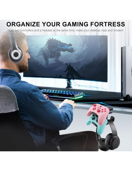 Soporte 3 en 1 para Auriculares y Controladores Bysimilai - Negro