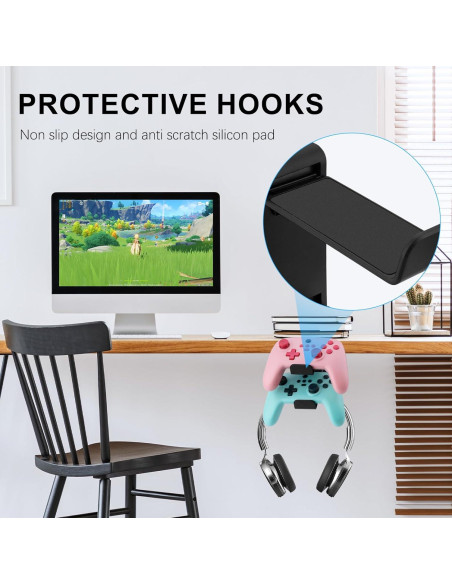 Soporte 3 en 1 para Auriculares y Controladores Bysimilai - Negro