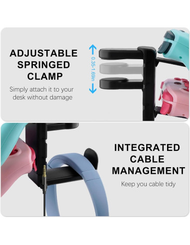 Soporte 3 en 1 para Auriculares y Controladores Bysimilai - Negro