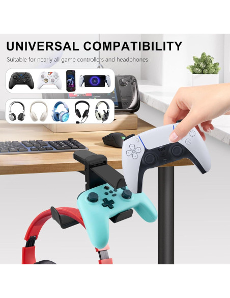 Soporte 3 en 1 para Auriculares y Controladores Bysimilai - Negro